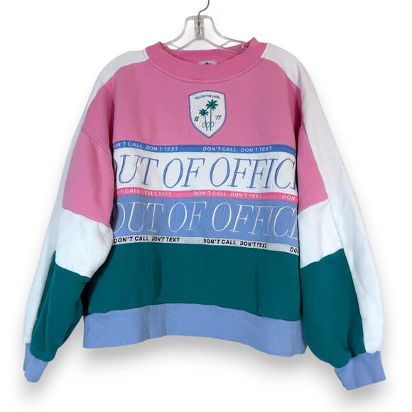 Yellow the Label Out of the Office Colorblock Oversized Sweatshirt Pink Medium - Picture 11 of 11